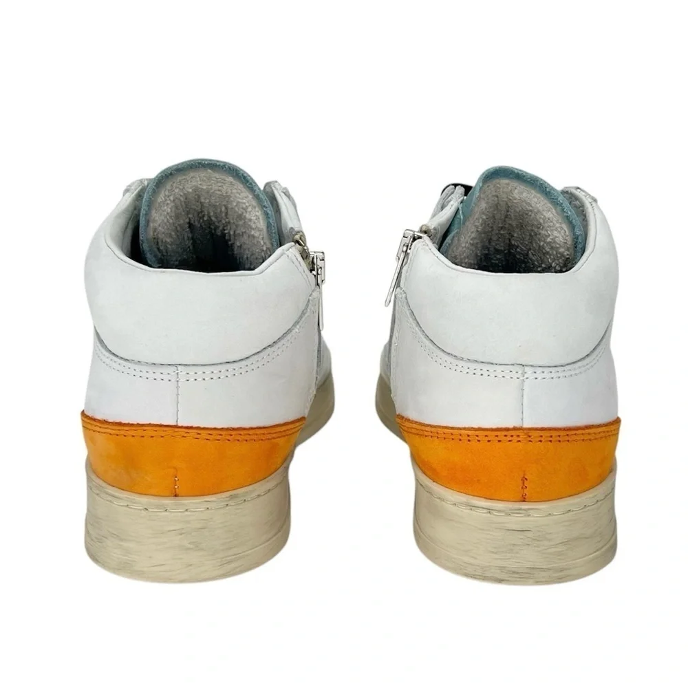 New P448 Balihi High Top Sneaker Women’s Euro Size 39 (US 8.5 - 9) White Orange - Picture 6 of 13